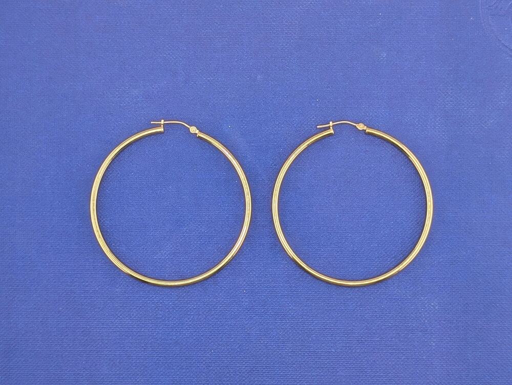 14kt Gold Thin (1.9mm) Hoop Earrings - 2.2g